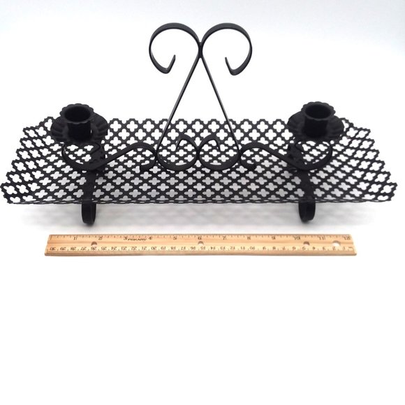 Mesh Candle Holder Centerpiece VTG Black Metal Candleabra HOMCO Votive Holder - Picture 2 of 8